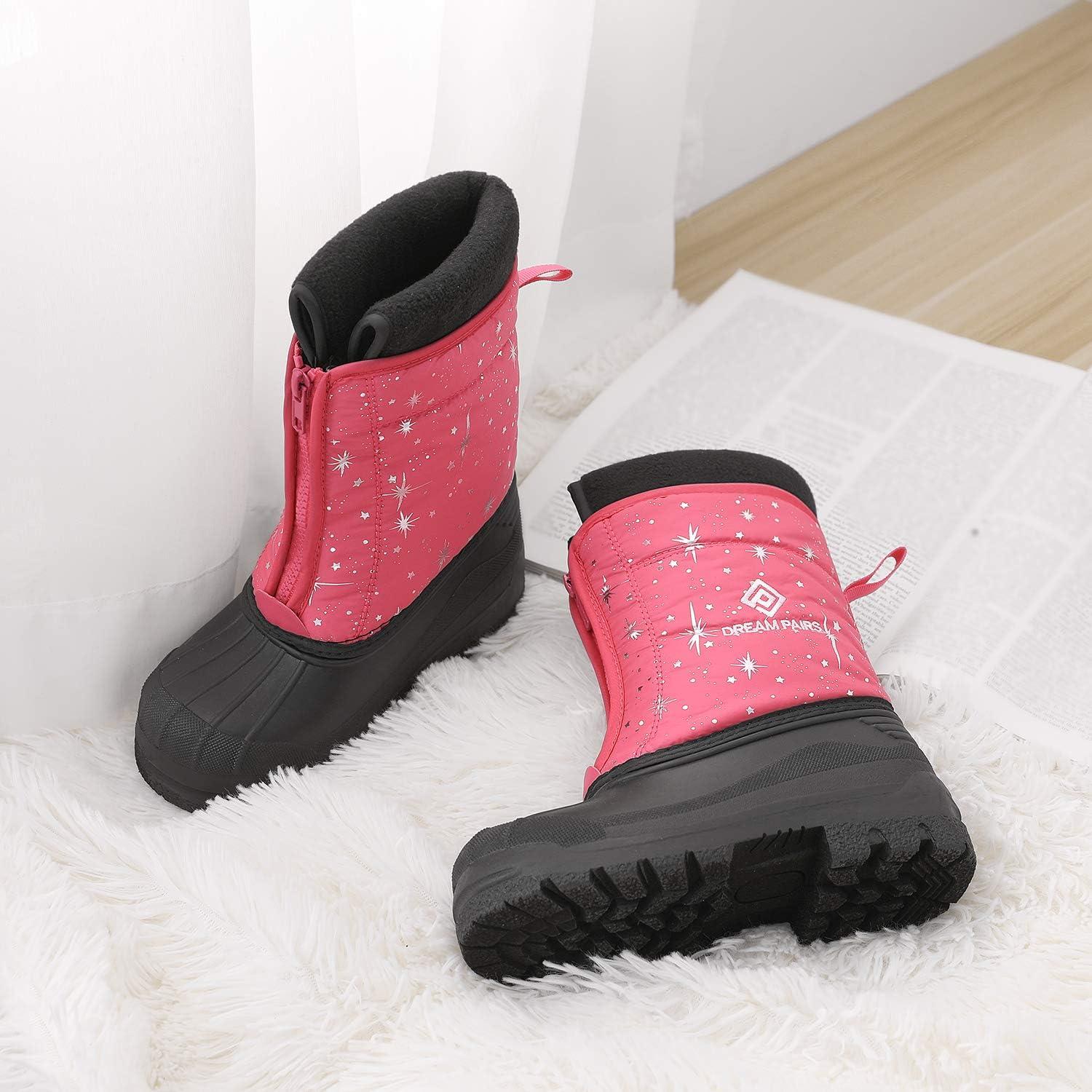 image:imageDREAM PAIRS Boys Girls Waterproof Winter Snow Boots for LittleBig KidsFuchsiaMulti