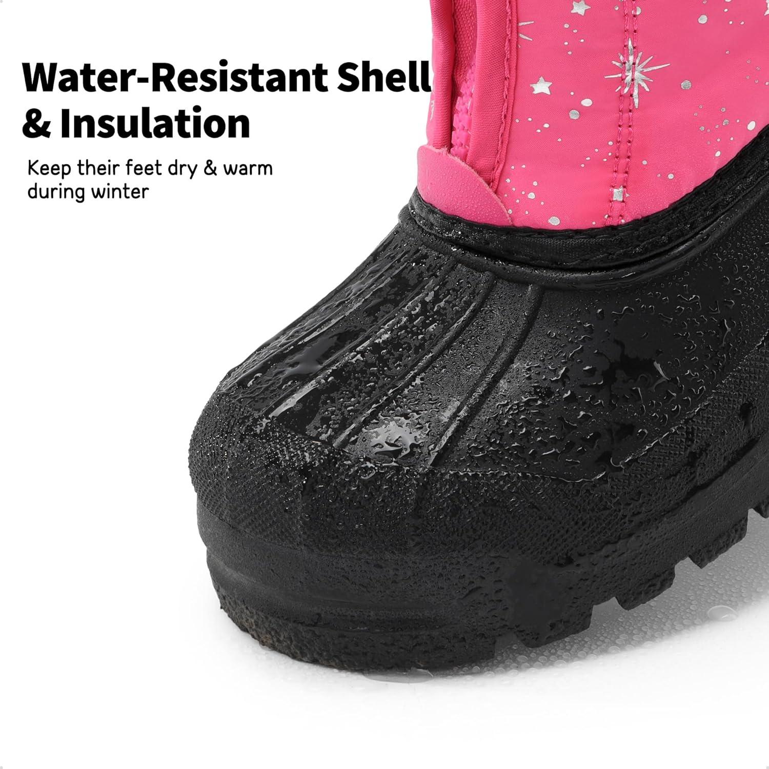 image:imageDREAM PAIRS Boys Girls Waterproof Winter Snow Boots for LittleBig KidsFuchsiaMulti