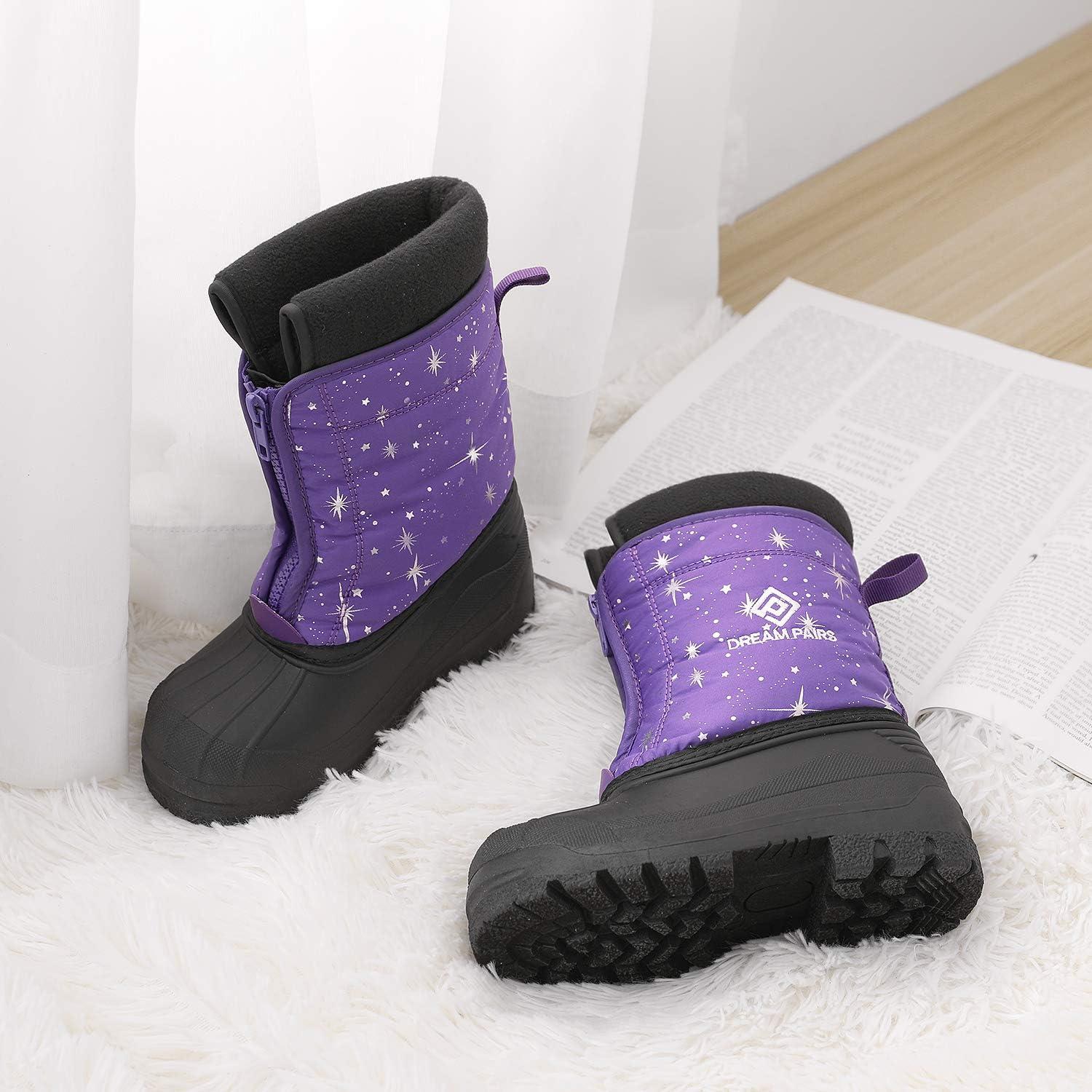 image:imageDREAM PAIRS Boys Girls Waterproof Winter Snow Boots for LittleBig KidsPurpleMulti