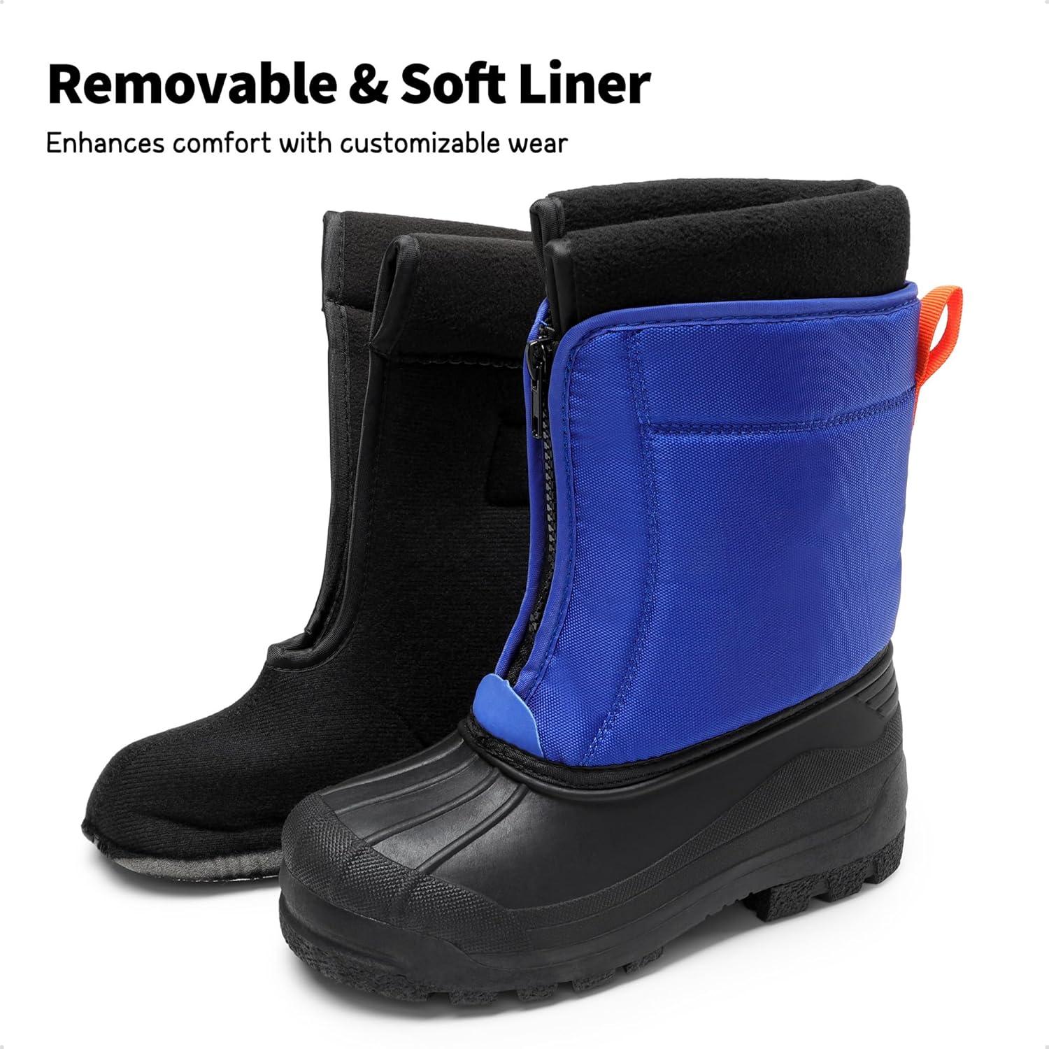 image:imageDREAM PAIRS Boys Girls Waterproof Winter Snow Boots for LittleBig KidsRoyalBlueOrange