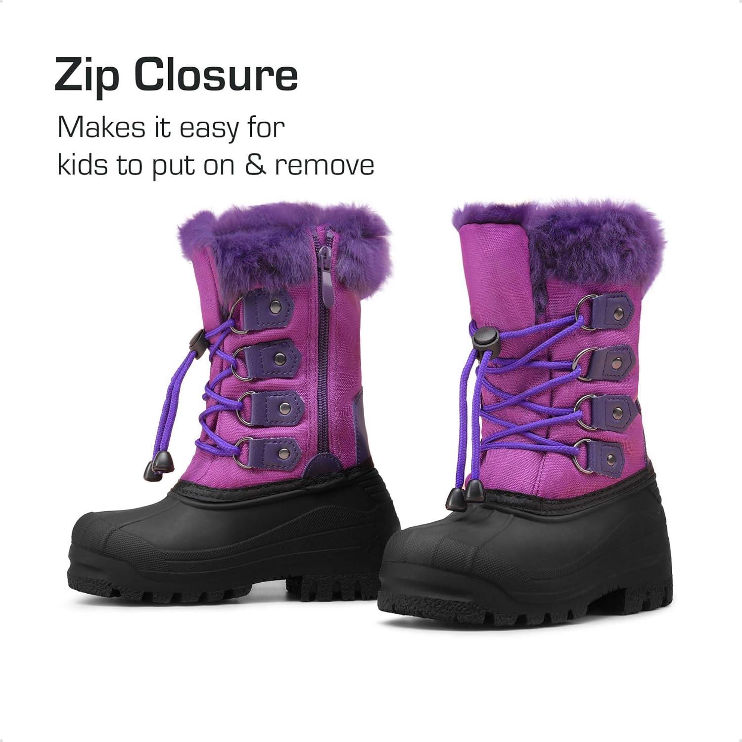 image:imageDREAM PAIRS Boys amp Girls Waterproof Winter Snow Boots for Little KidBig KidPurple