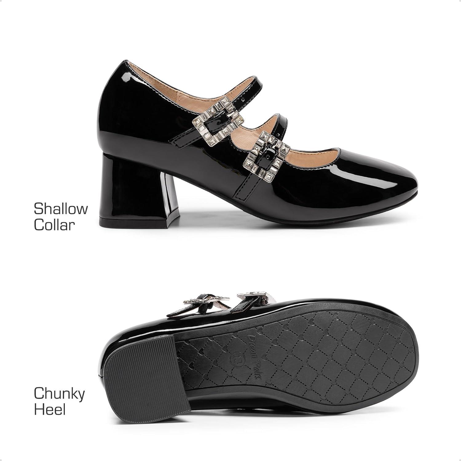 image:imageDREAM PAIRS Girls Dress Shoes Mary Jane Double Straps High Heel Easter Wedding Party Church Princess Communion Pumps for LittleBig KidsBlack