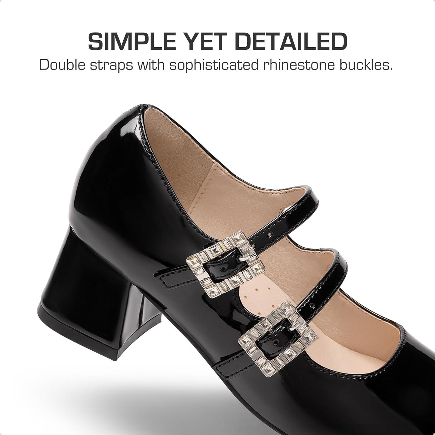 image:imageDREAM PAIRS Girls Dress Shoes Mary Jane Double Straps High Heel Easter Wedding Party Church Princess Communion Pumps for LittleBig KidsBlack