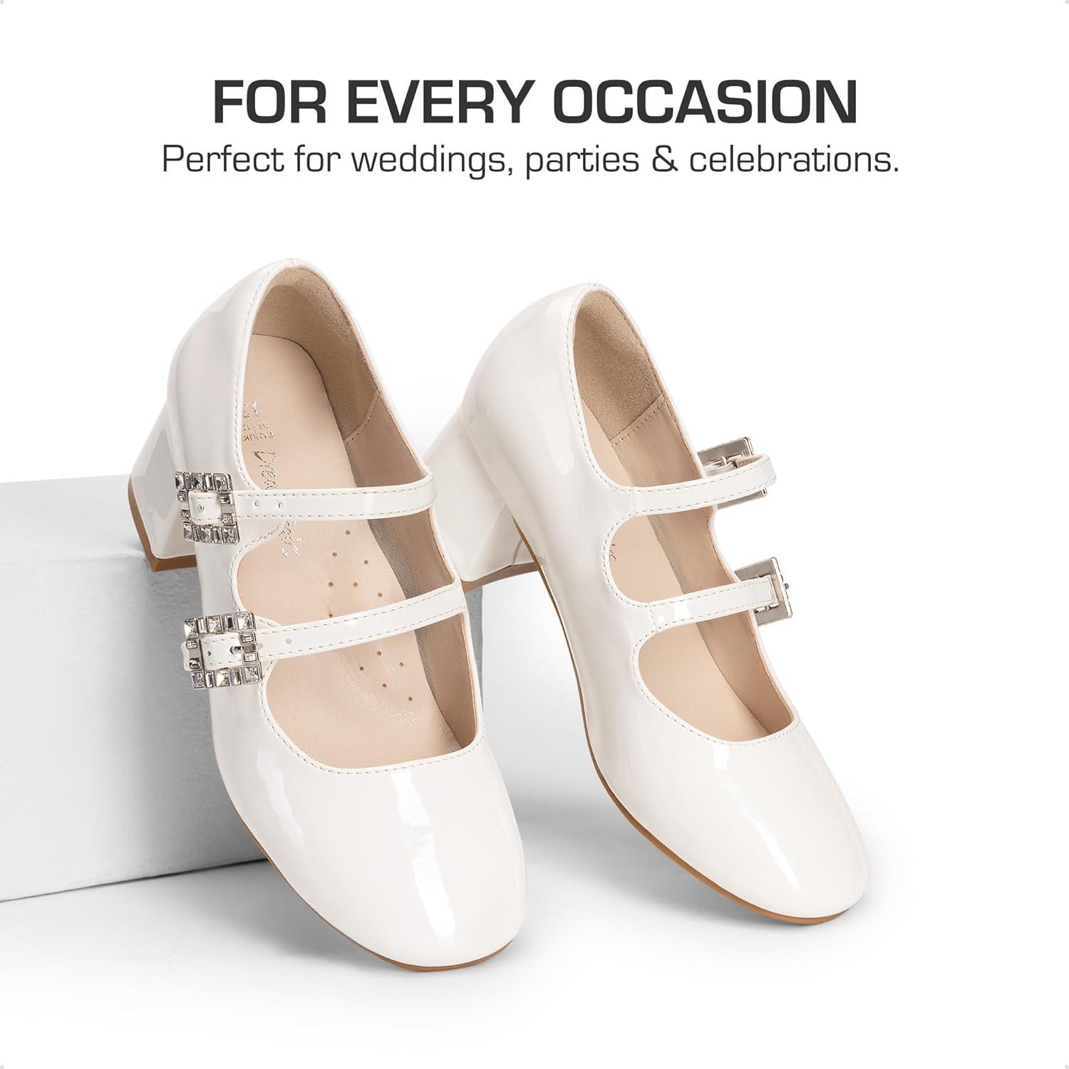 image:imageDREAM PAIRS Girls Dress Shoes Mary Jane Double Straps High Heel Easter Wedding Party Church Princess Communion Pumps for LittleBig KidsWhite