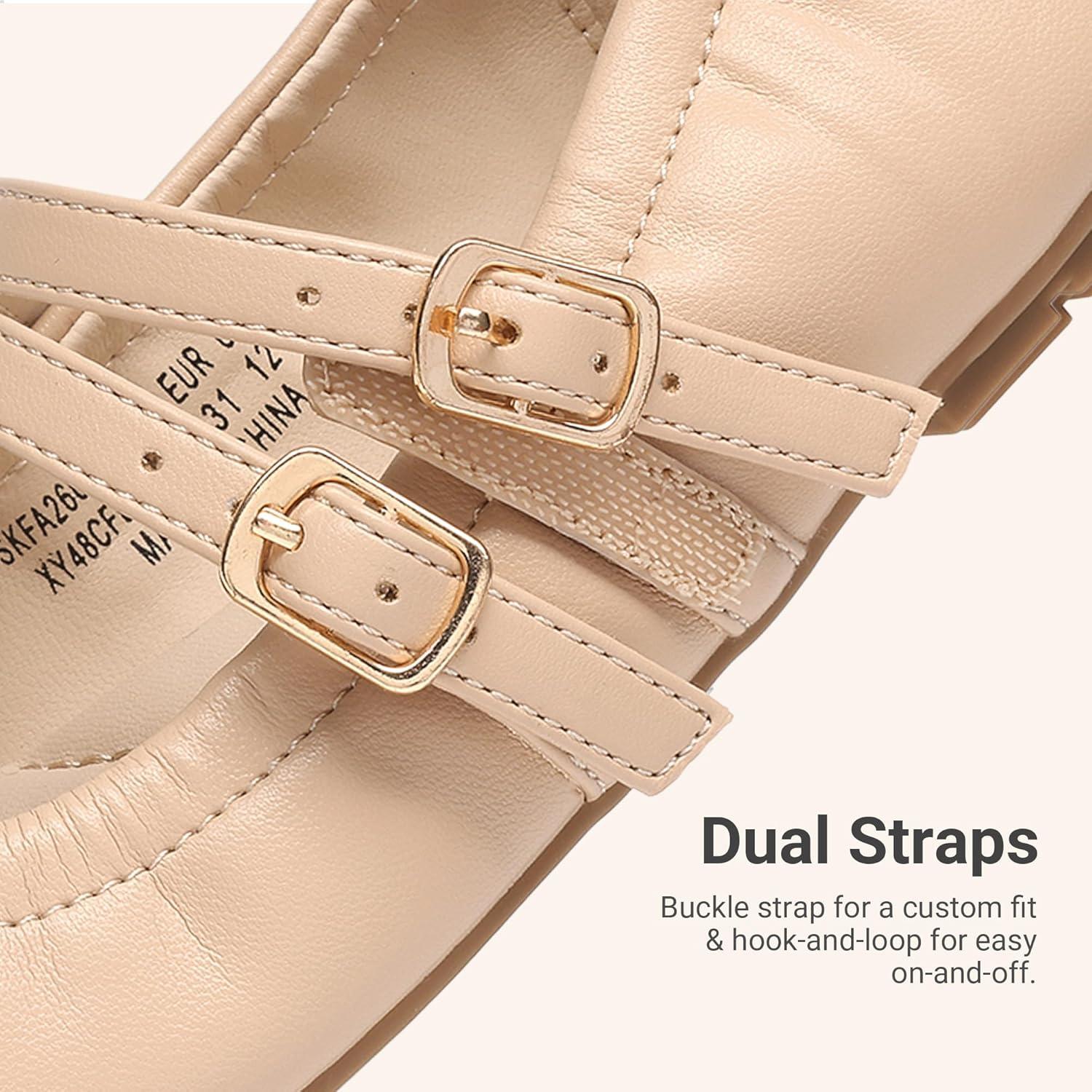 image:imageDREAM PAIRS Girls Dress Shoes Slip on Ballerina Flats Mary Jane Ballet Shoes for WeddingPartyNude