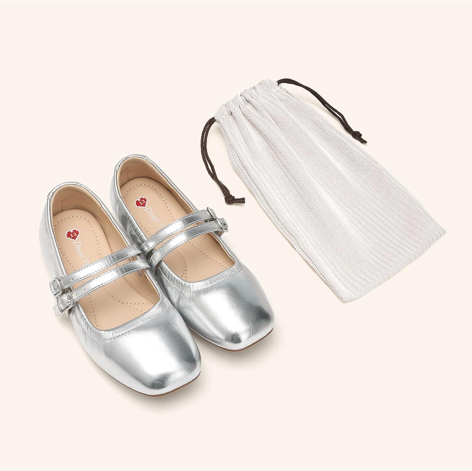 image:imageDREAM PAIRS Girls Dress Shoes Slip on Ballerina Flats Mary Jane Ballet Shoes for WeddingPartySilver