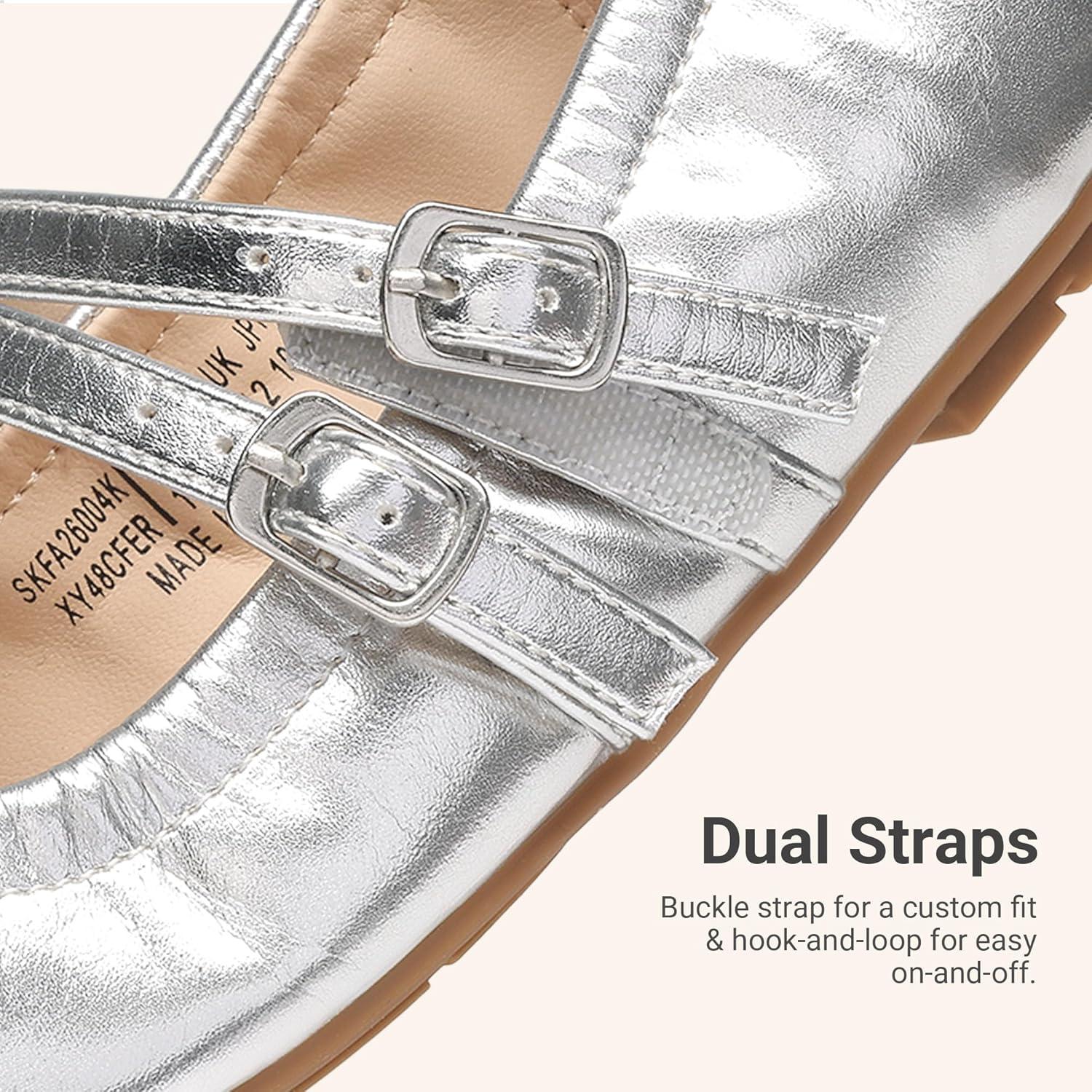 image:imageDREAM PAIRS Girls Dress Shoes Slip on Ballerina Flats Mary Jane Ballet Shoes for WeddingPartySilver