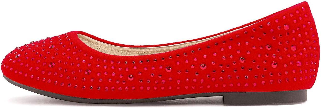 image:imageDREAM PAIRS Girls Dress Shoes Slip on Ballerina Flats for WeddingPartyRedSuede1