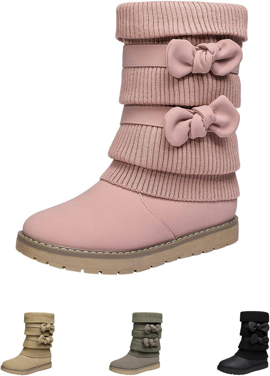 image:imageDREAM PAIRS Girls Winter Snow Boots Faux Fur Lined Mid Calf ShoesPink