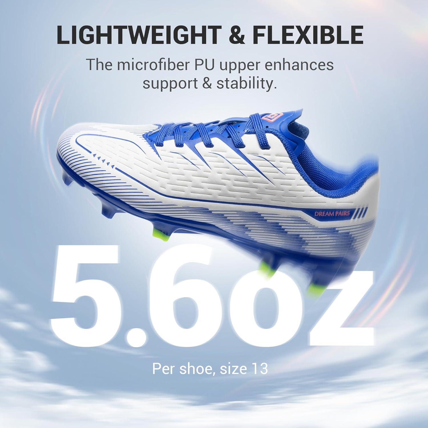 image:imageDREAM PAIRS Kids Multi Ground Soccer Cleats with HighSpeed AntiTwist TPU Plate Athletic Football Shoes for LittleBig KidsWhiteBlue