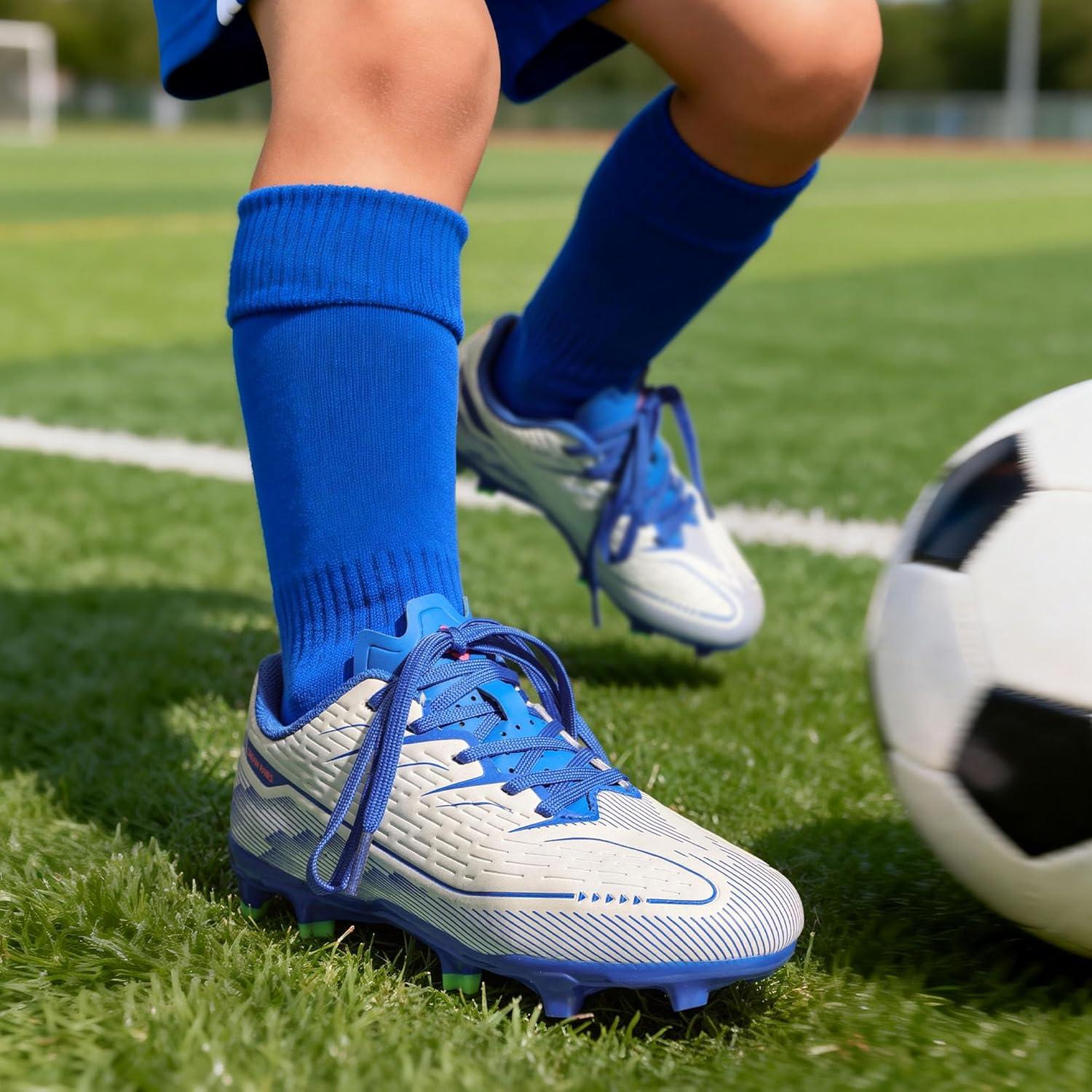 image:imageDREAM PAIRS Kids Multi Ground Soccer Cleats with HighSpeed AntiTwist TPU Plate Athletic Football Shoes for LittleBig KidsWhiteBlue