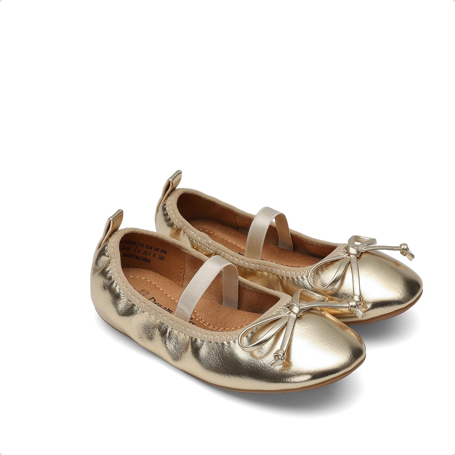 image:imageDREAM PAIRS Little Girls Toddler Ballet Flats Dress Shoes Mary Janes ShoesGold