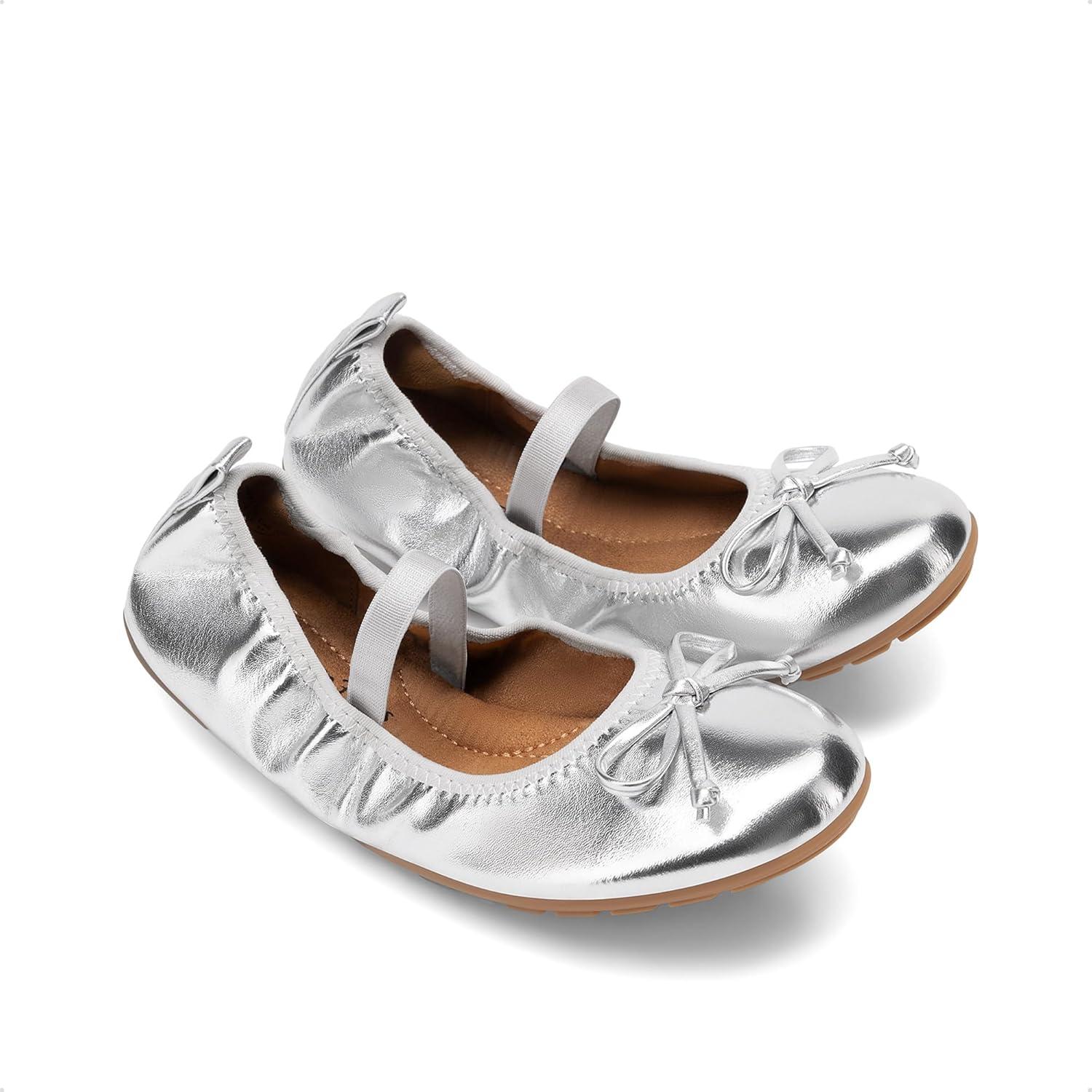 image:imageDREAM PAIRS Little Girls Toddler Ballet Flats Dress Shoes Mary Janes ShoesSilver
