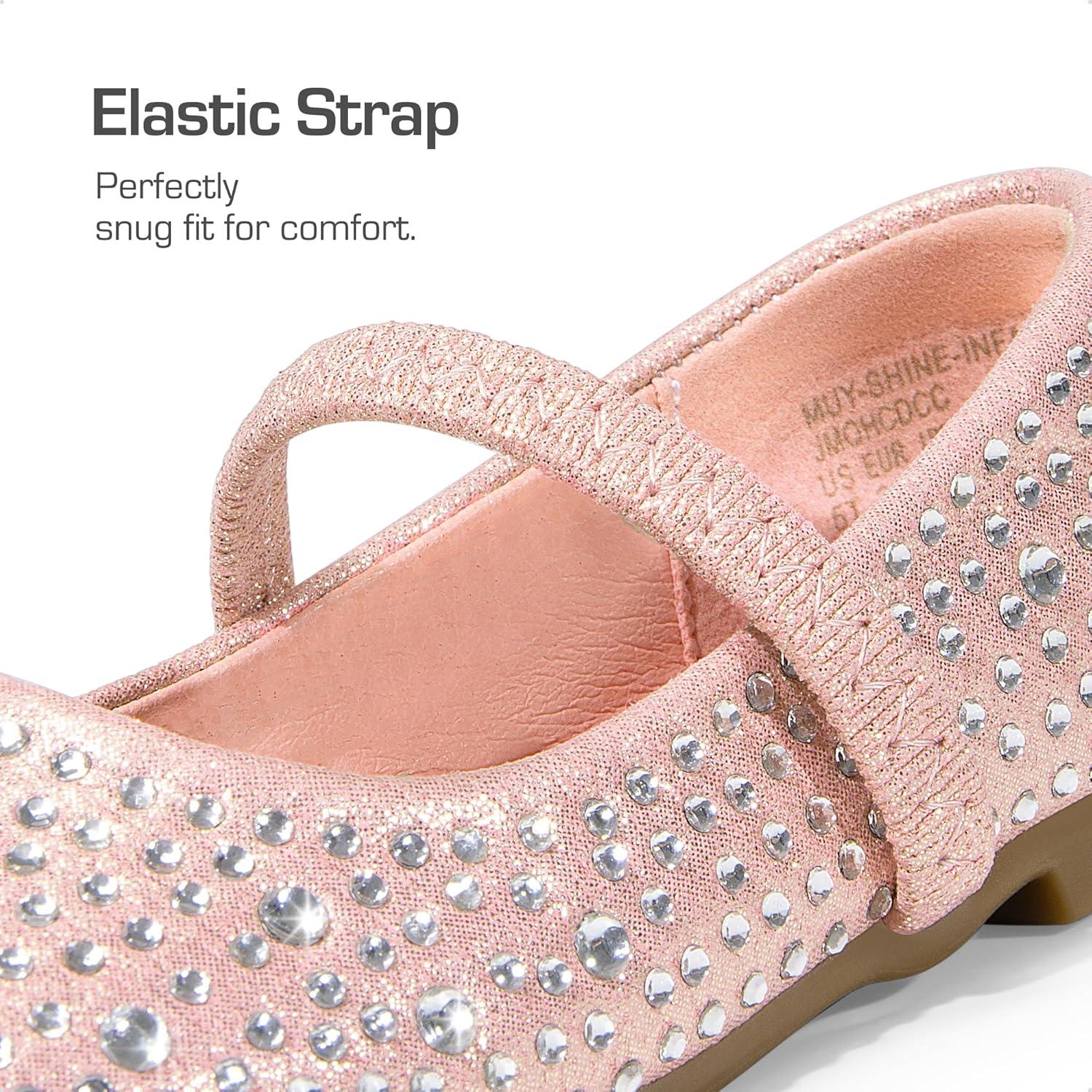 image:imageDREAM PAIRS Toddler Girls Dress Shoes Mary Jane Ballet Flats Flower Girl Shoes with Rhinestone Slipon Toddler Mary Jane FlatsPinkSuede