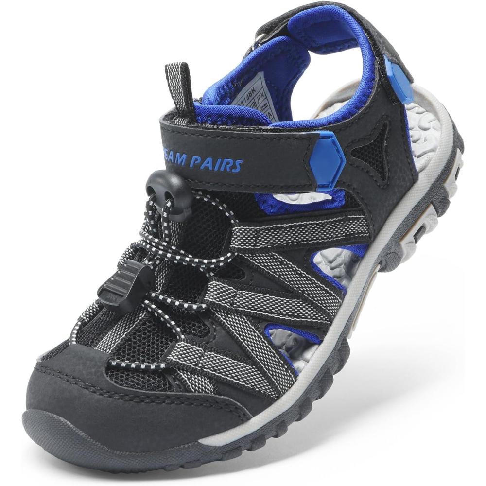 image:imageDREAM PAIRS Boys Girls ClosedToe Outdoor Summer Sport Sandals for ToddlerLittleBig KidBlackGreyBlue