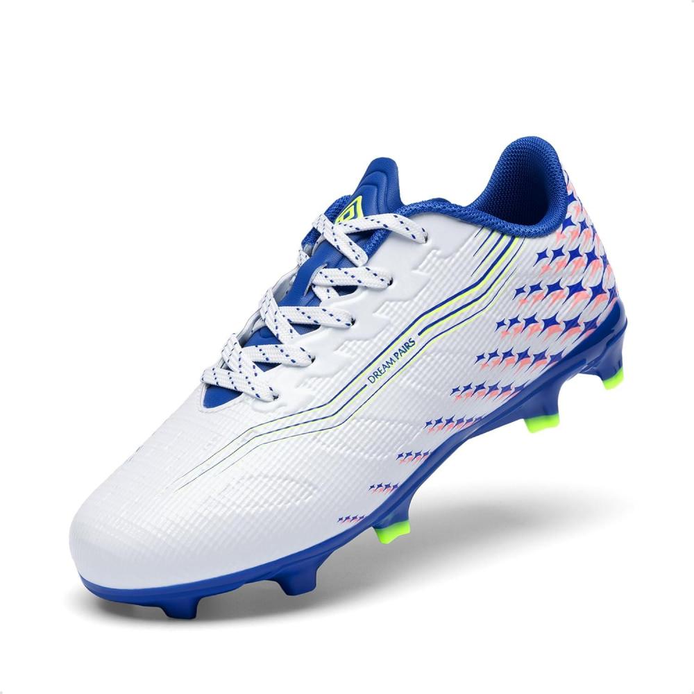 image:imageDREAM PAIRS Boys Girls FG AG Soccer Cleats HighSpeed AntiTwist Lightweight Football ShoesWhite