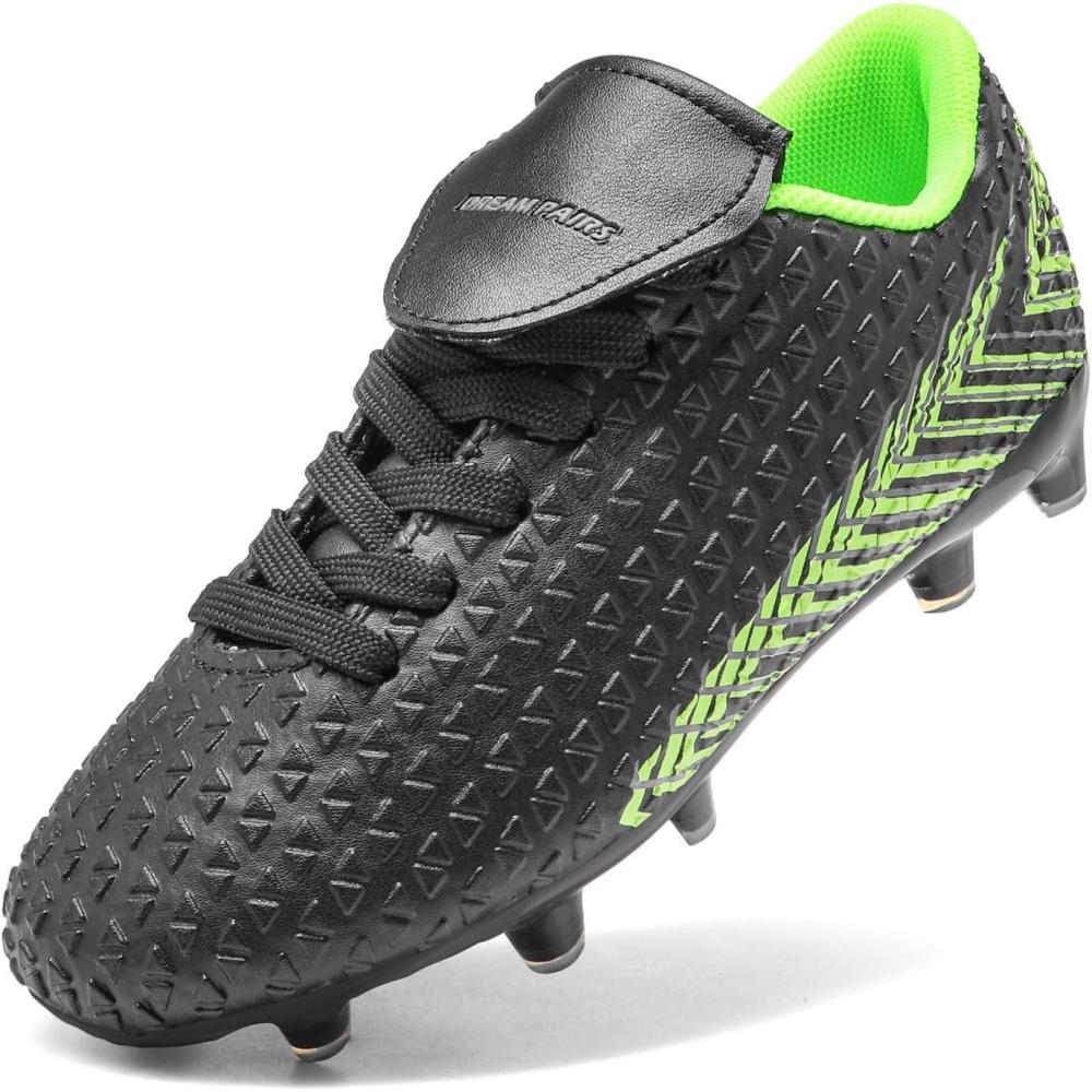 image:imageDREAM PAIRS Boys Girls Outdoor Soccer Cleats Firm Ground Football Shoes for LittleBig KidBlackNeonGreen