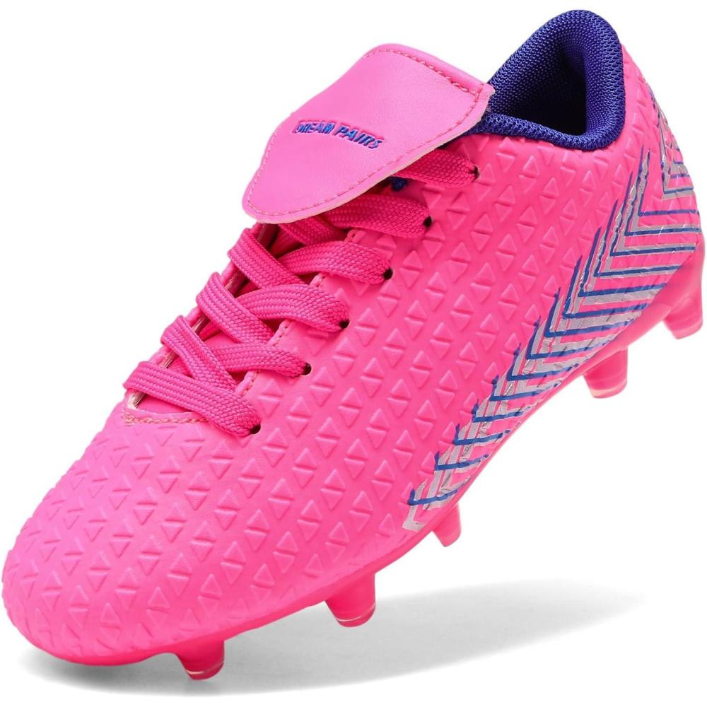 image:imageDREAM PAIRS Boys Girls Outdoor Soccer Cleats Firm Ground Football Shoes for LittleBig KidFuchsiaRoyalBlue