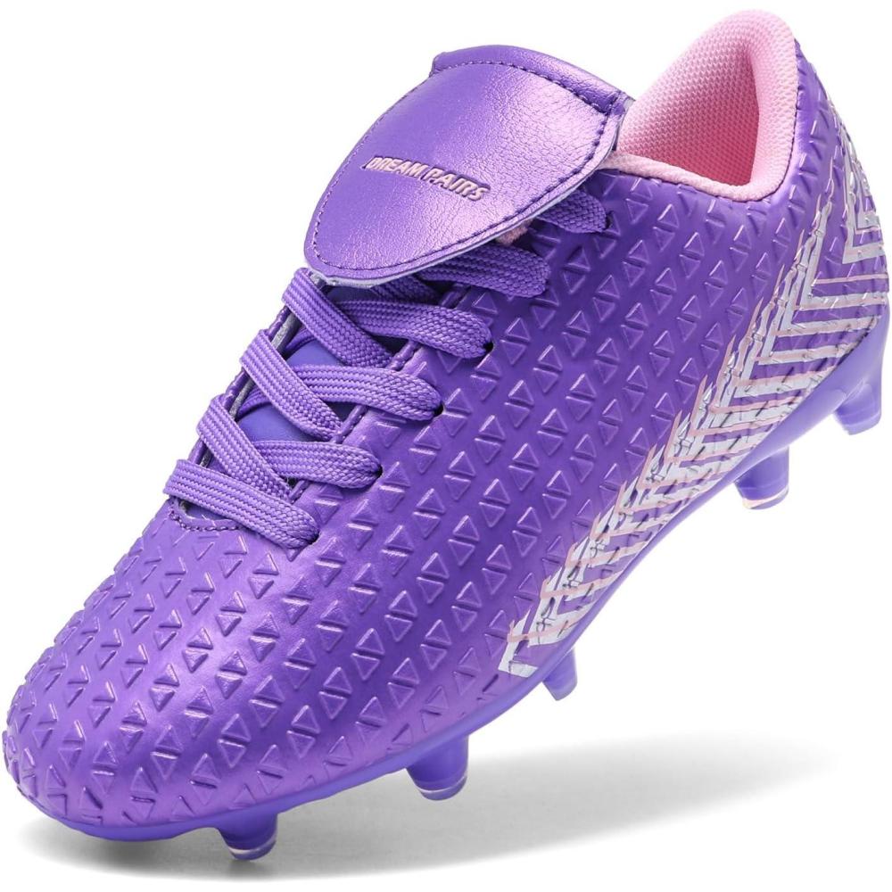 image:imageDREAM PAIRS Boys Girls Outdoor Soccer Cleats Firm Ground Football Shoes for LittleBig KidLightPurplePink