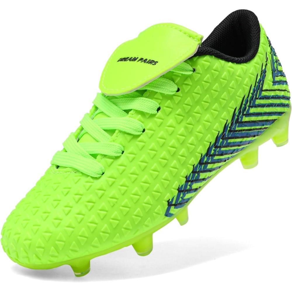 image:imageDREAM PAIRS Boys Girls Outdoor Soccer Cleats Firm Ground Football Shoes for LittleBig KidNeonGreenBlack