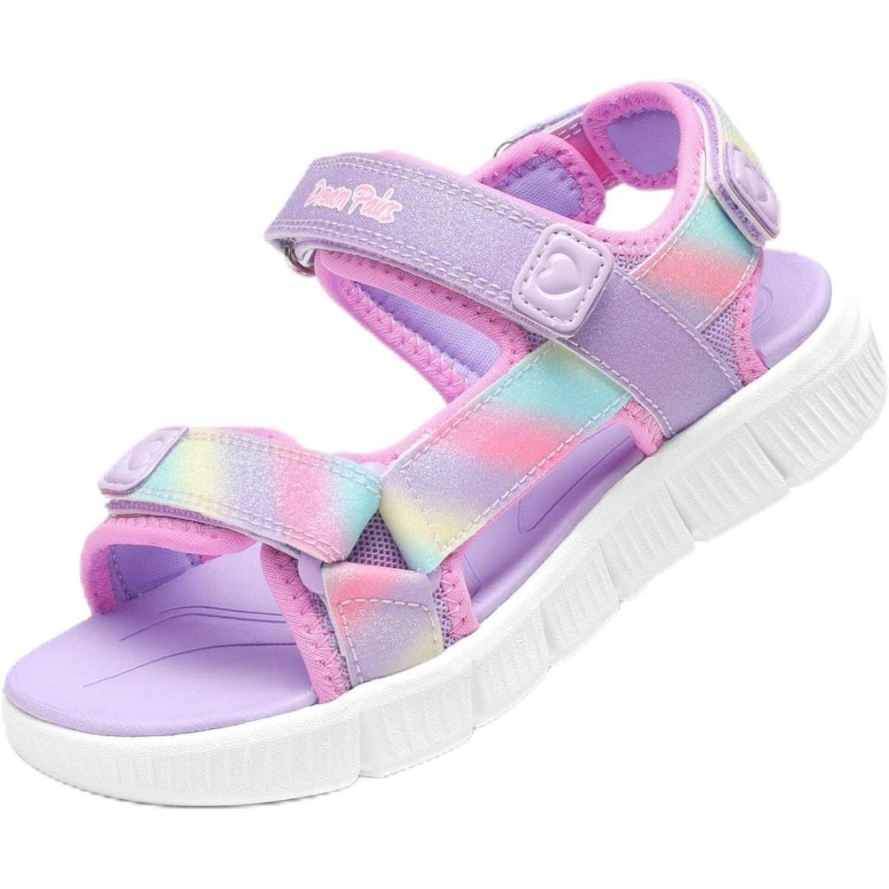 image:imageDREAM PAIRS Boys Girls Sandals Kids Athletic Summer Water Open Toe Shoes for LittleBig KidRainbowPurple
