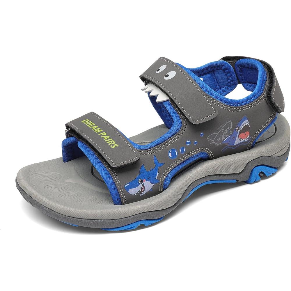 image:imageDREAM PAIRS Boys Girls Sandals Summer Outdoor Athletic Kids Sport Water Shoes for ToddlerLittle KidGreyBlue