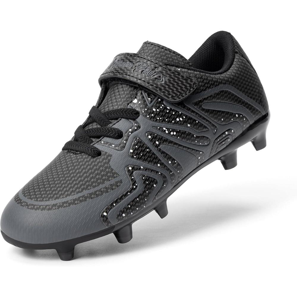 image:imageDREAM PAIRS Boys Girls Soccer Cleats Kids Youth Multi Ground Outdoor Football Shoes for LittleBig KidBlackDark Grey