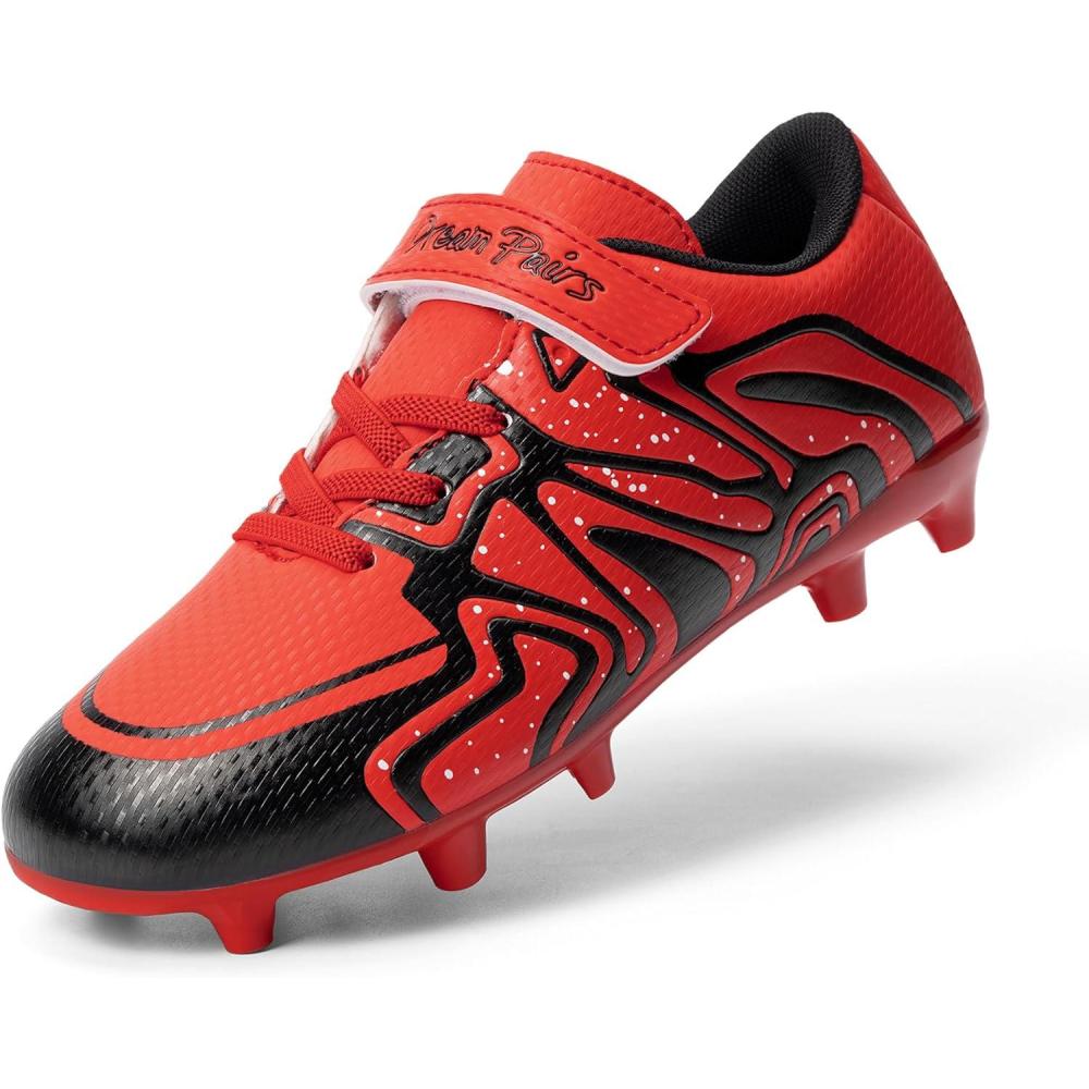 image:imageDREAM PAIRS Boys Girls Soccer Cleats Kids Youth Multi Ground Outdoor Football Shoes for LittleBig KidRedBlack
