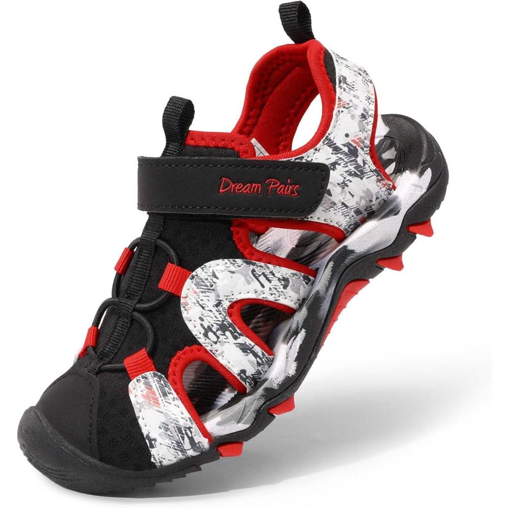 image:imageDREAM PAIRS Boys Girls Summer Outdoor Athletic Sport Sandals for ToddlerLittleBig KidBlackRed