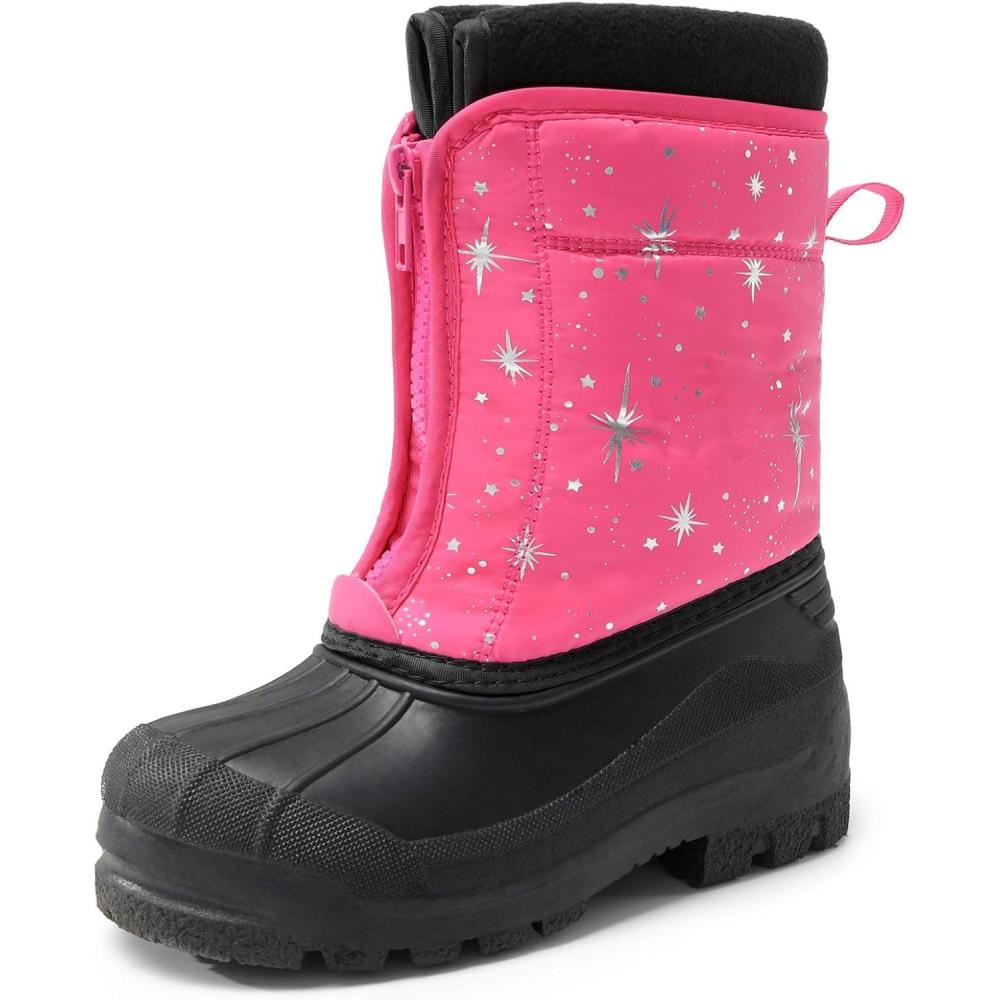 image:imageDREAM PAIRS Boys Girls Waterproof Winter Snow Boots for LittleBig KidsFuchsiaMulti