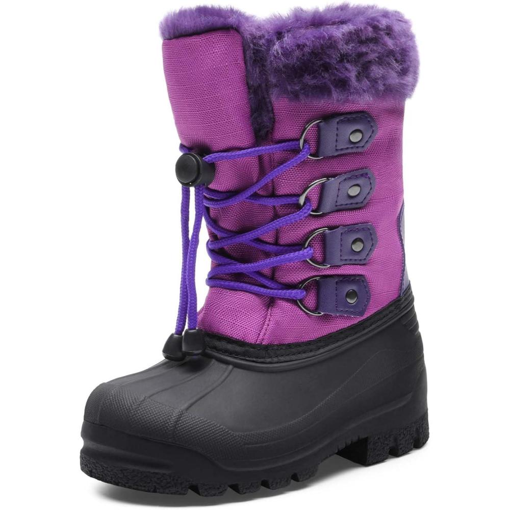 image:imageDREAM PAIRS Boys amp Girls Waterproof Winter Snow Boots for Little KidBig KidPurple