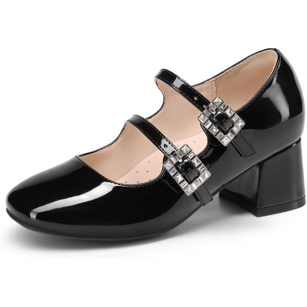 image:imageDREAM PAIRS Girls Dress Shoes Mary Jane Double Straps High Heel Easter Wedding Party Church Princess Communion Pumps for LittleBig KidsBlack