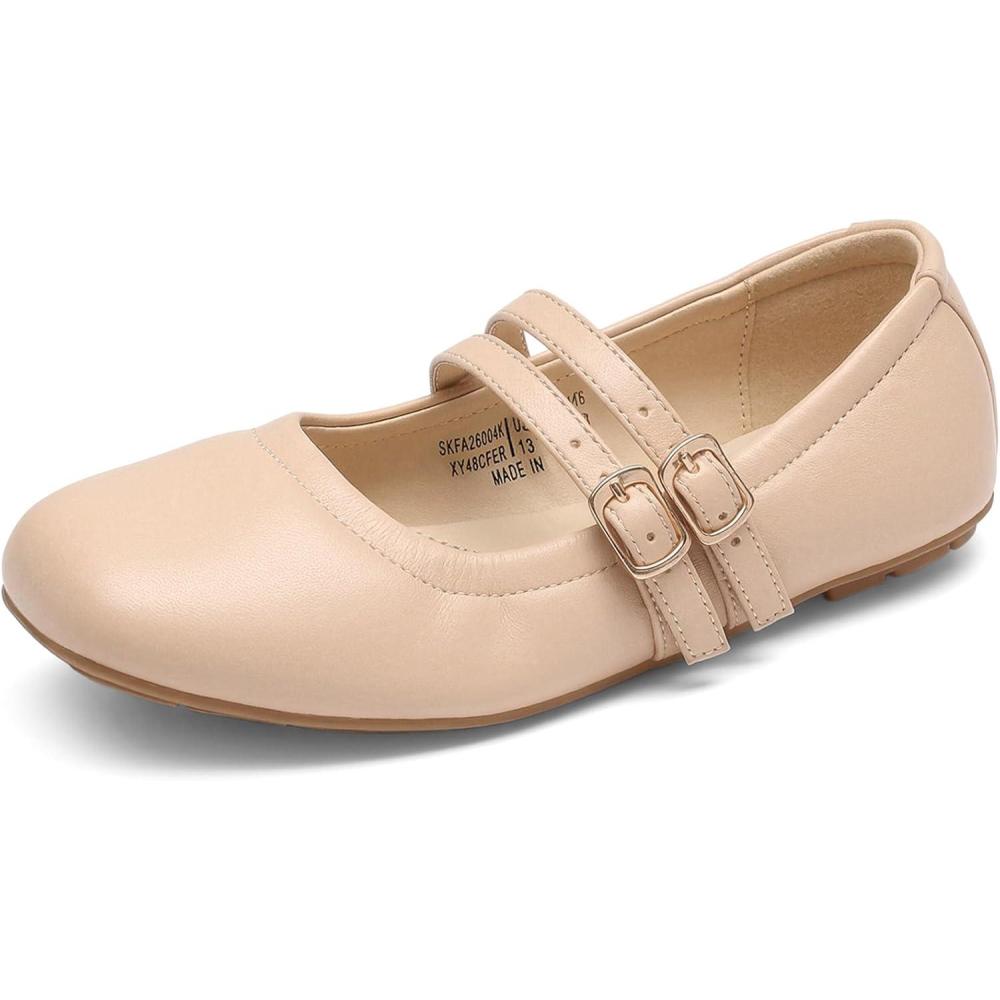image:imageDREAM PAIRS Girls Dress Shoes Slip on Ballerina Flats Mary Jane Ballet Shoes for WeddingPartyNude