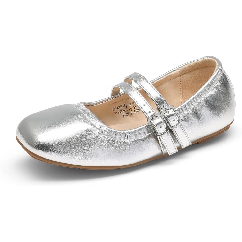 image:imageDREAM PAIRS Girls Dress Shoes Slip on Ballerina Flats Mary Jane Ballet Shoes for WeddingPartySilver