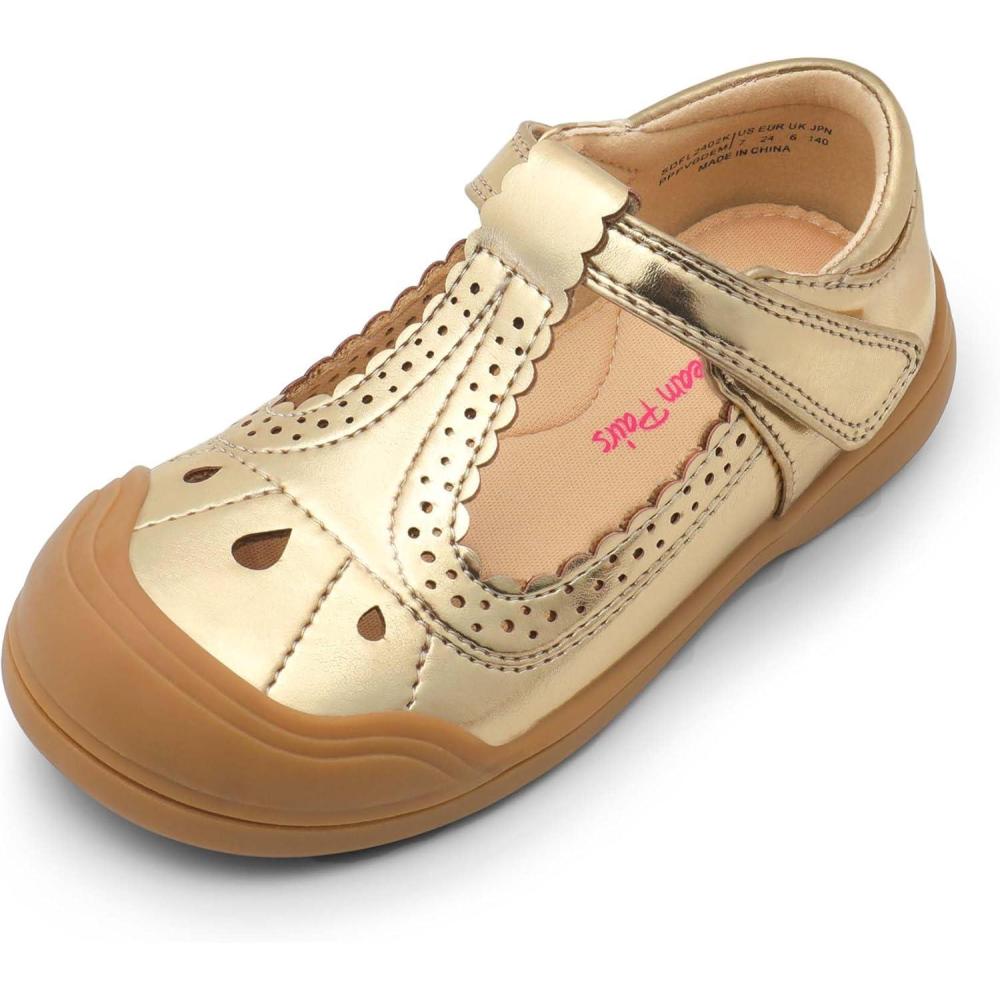 image:imageDREAM PAIRS Girls Mary Jane Dress Shoes School Uniform ToeProtective TStrap Ballet Flats Toddler Little KidGold