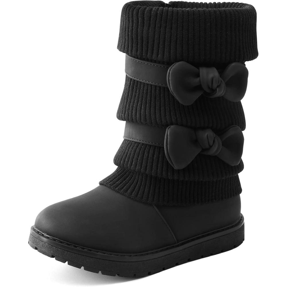 image:imageDREAM PAIRS Girls Winter Snow Boots Faux Fur Lined Mid Calf ShoesBlack