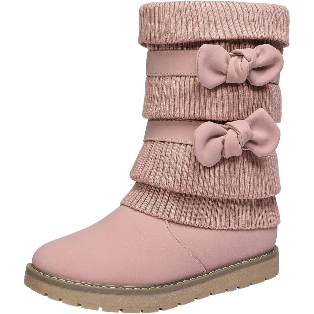 image:imageDREAM PAIRS Girls Winter Snow Boots Faux Fur Lined Mid Calf ShoesPink