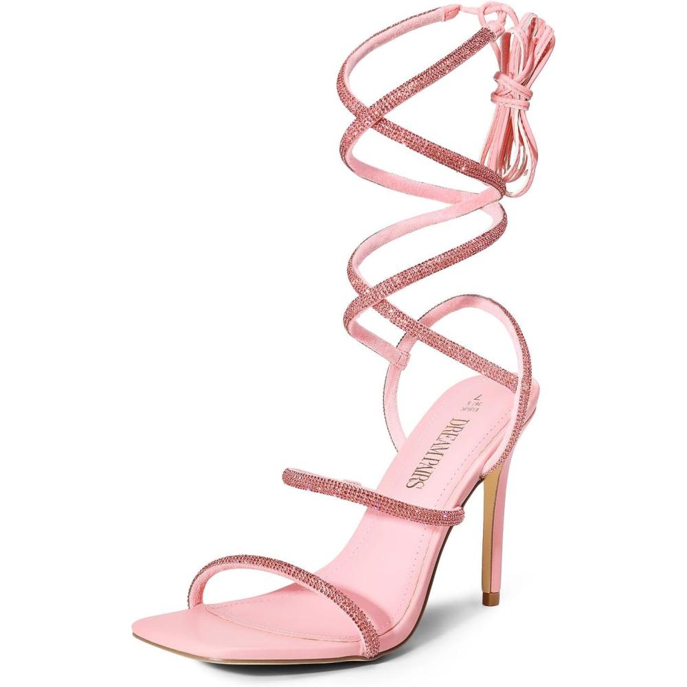 image:imageDREAM PAIRS High Heels Stilettos for Women Strappy Gladiator Sexy Square Toe Open Toe Dressy Pumps SandalsPink