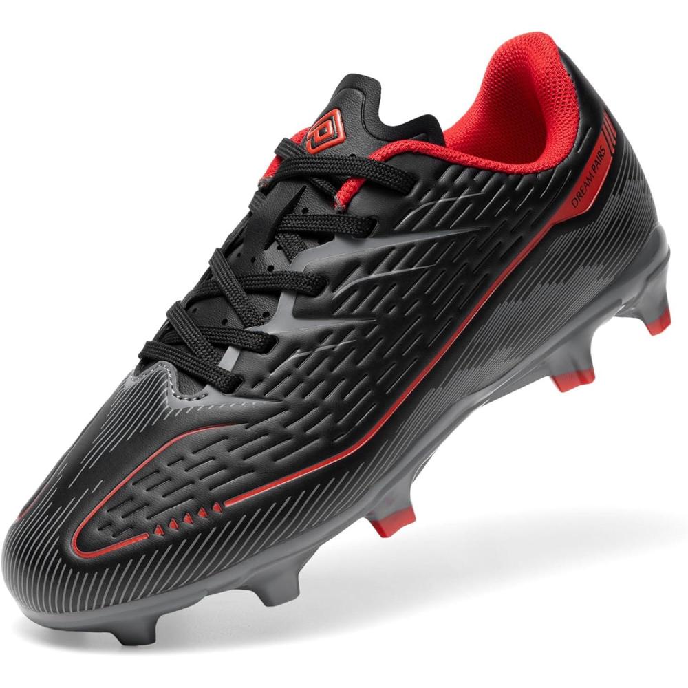 image:imageDREAM PAIRS Kids Multi Ground Soccer Cleats with HighSpeed AntiTwist TPU Plate Athletic Football Shoes for LittleBig KidsBlackRed