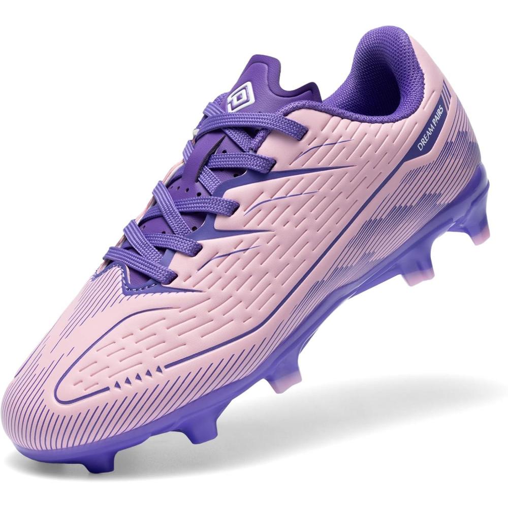 image:imageDREAM PAIRS Kids Multi Ground Soccer Cleats with HighSpeed AntiTwist TPU Plate Athletic Football Shoes for LittleBig KidsPinkPurple