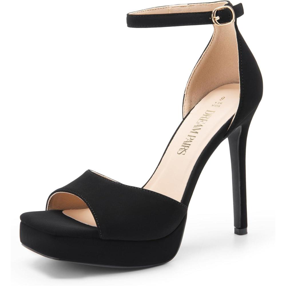 image:imageDREAM PAIRS Womens Stiletto High Heels Platform Ankle Strap Square Open Toe Dress Sexy SandalsBlacknubuck