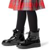DREAM PAIRS Boys Girls Ankle Boots Lace-up with Buckle Strap Combat boot for Toddler/Little Kid/Big Kids(All Black)