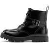 DREAM PAIRS Boys Girls Ankle Boots Lace-up with Buckle Strap Combat boot for Toddler/Little Kid/Big Kids(All Black)