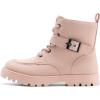 DREAM PAIRS Boys Girls Ankle Boots Lace-up with Buckle Strap Combat boot for Toddler/Little Kid/Big Kids(Pink)