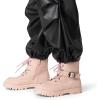 DREAM PAIRS Boys Girls Ankle Boots Lace-up with Buckle Strap Combat boot for Toddler/Little Kid/Big Kids(Pink)