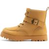 DREAM PAIRS Boys Girls Ankle Boots Lace-up with Buckle Strap Combat boot for Toddler/Little Kid/Big Kids(Yellow)