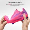 DREAM PAIRS Boys Girls FG AG Soccer Cleats High-Speed Anti-Twist Lightweight Football Shoes(Hot Pink)