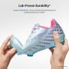 DREAM PAIRS Boys Girls FG AG Soccer Cleats High-Speed Anti-Twist Lightweight Football Shoes(Light Blue/Pink)