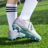 DREAM PAIRS Boys Girls FG AG Soccer Cleats High-Speed Anti-Twist Lightweight Football Shoes(Light Blue/Pink)
