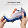 DREAM PAIRS Boys Girls FG AG Soccer Cleats High-Speed Anti-Twist Lightweight Football Shoes(White/Orange)